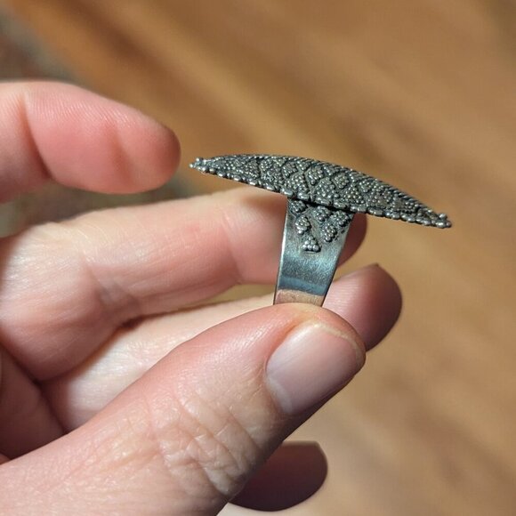 Intricate Filigree Boho Goth Tribal Sterling Silver Ring Witch Oblong Festival 9 - Picture 2 of 8